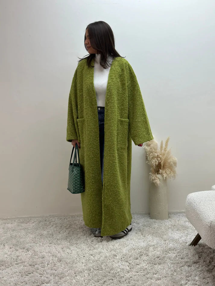 Oversized Coat Straight Fit with Two Pockets for Women