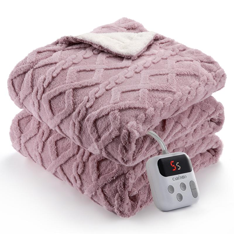 Heated Throw Blanket - Thick Tufted Sherpa Electric Blanket Throw with 10 Heating Levels and 10 Time Settings, ETL Certified Machine Washable Fast Heating Blanket Throw 50