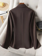 Women's Elegant One-Button Blazer Jacket, Slim-Fitting Long Sleeve Coat for Office Wear, Fall & Winter Fashion Outerwear
