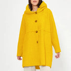 Women's autumn/winter hooded button-up coat, stylish and versatile, suitable for various occasions.