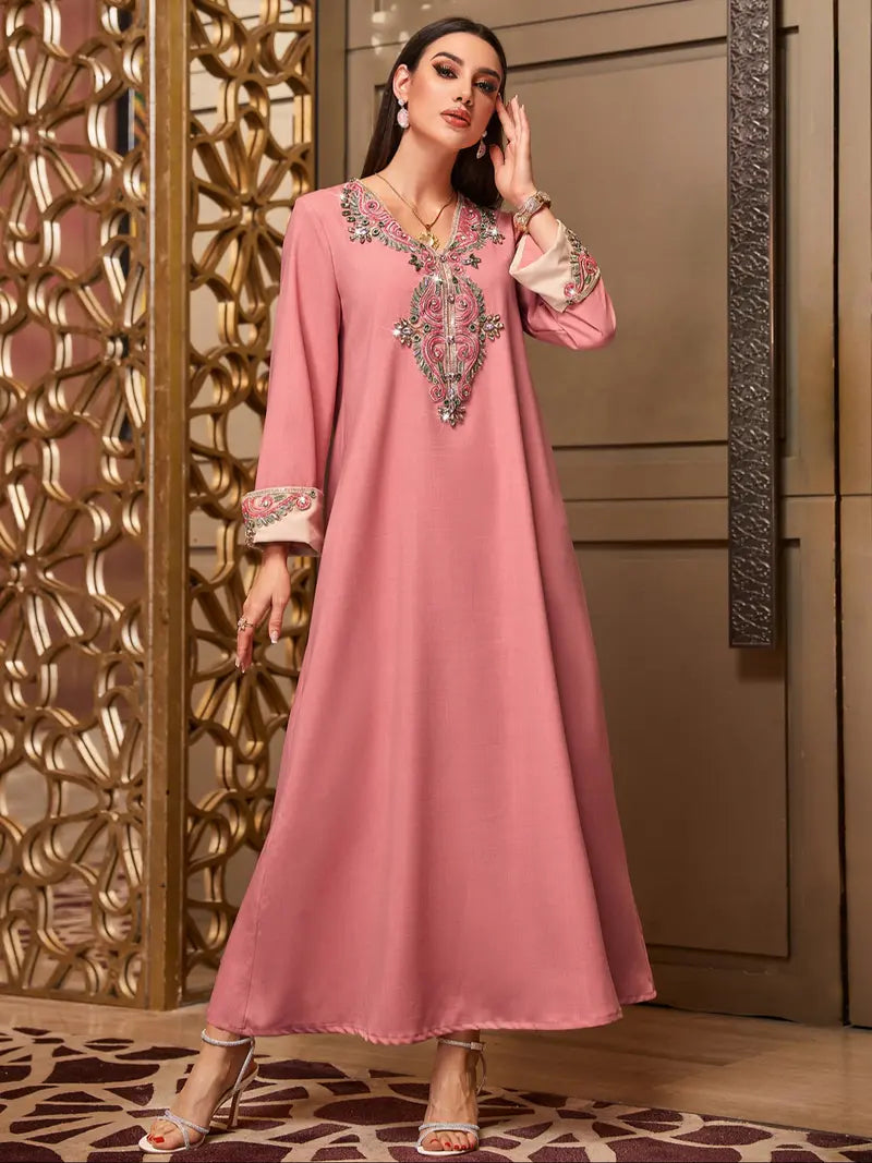 Elegant Embroidered Evening Gown Formal Wear, Elegant Party Dress, Classy Modest Dresses