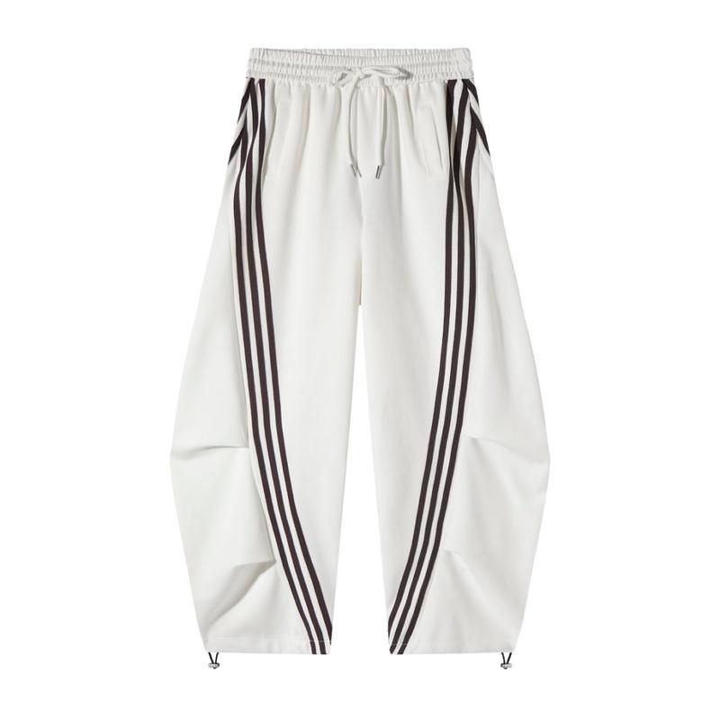 Loose Wide Leg Striped Track Pants Women's Casual Streetwear Joggers with Elastic Waistband & Side Pockets for Workout Clothes
