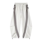 Loose Wide Leg Striped Track Pants Women's Casual Streetwear Joggers with Elastic Waistband & Side Pockets for Workout Clothes