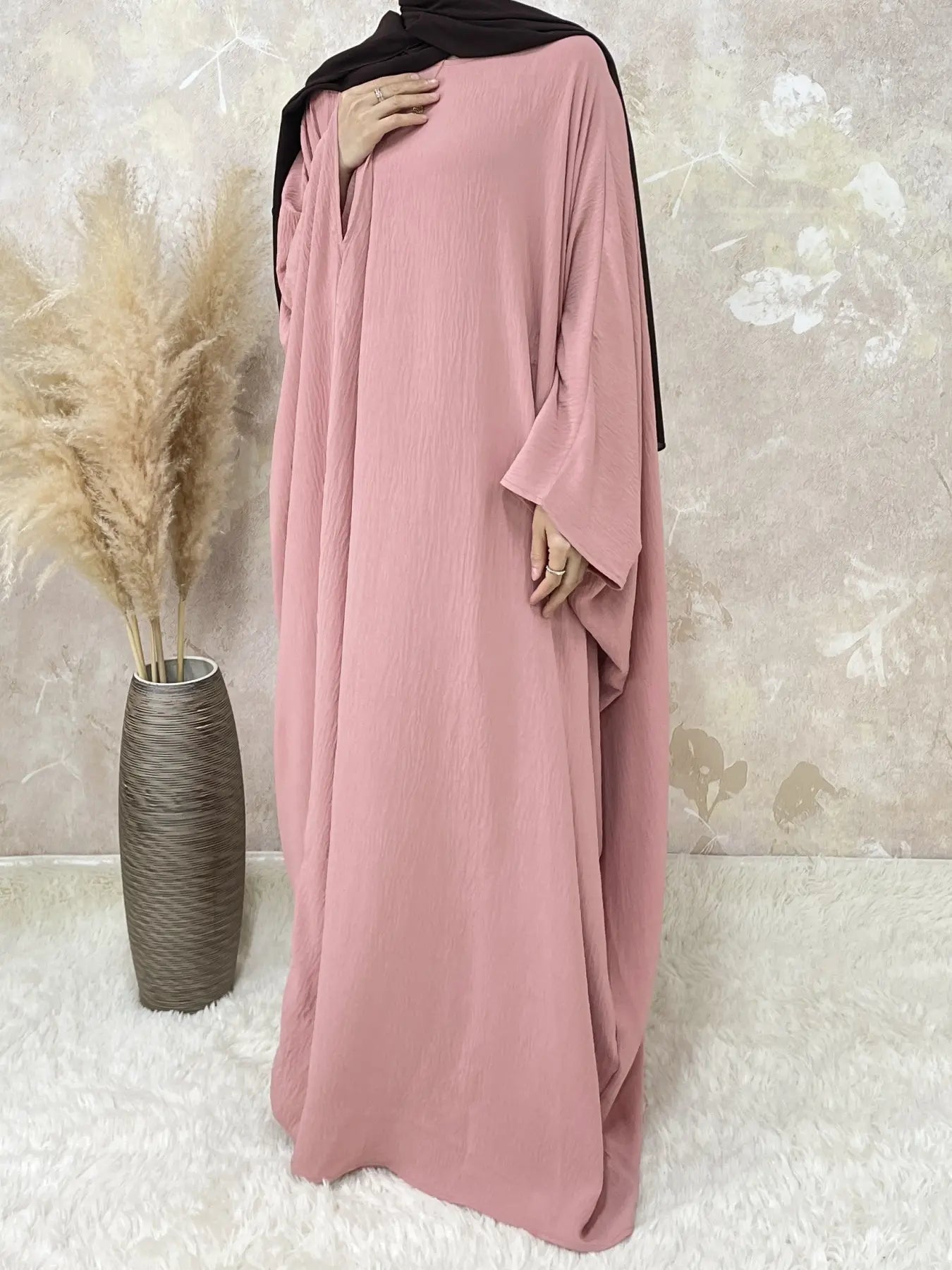 [Plus Size] Women's Solid Color Abaya, Modest Round Neck Long Sleeve Dress for Daily Wear, Ladies Islamic Clothing for All Seasons