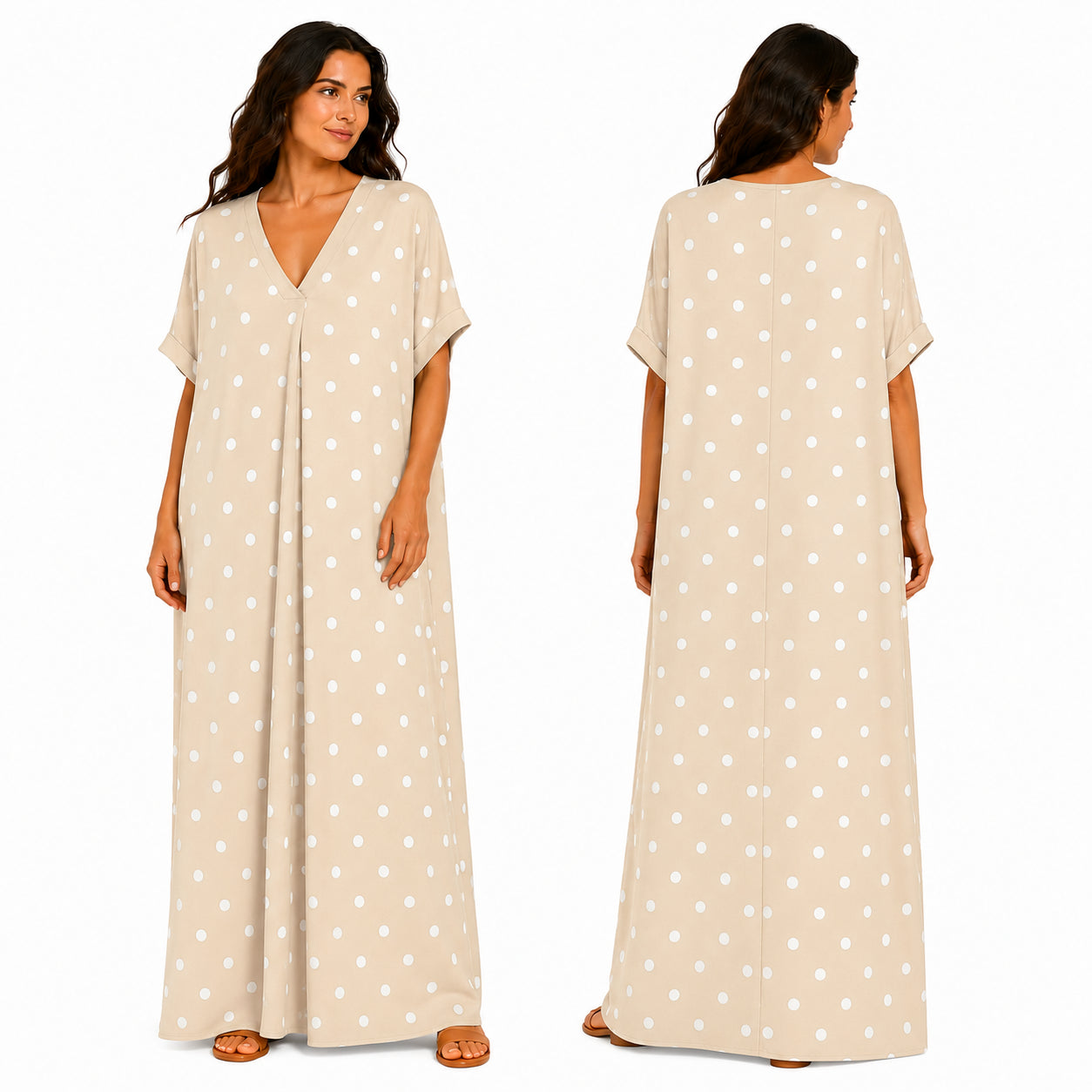 Robe Longue Oversize Femme à Pois Coupe Fluide Chic Été