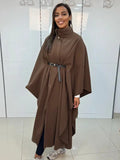 Long coat with a belted cape