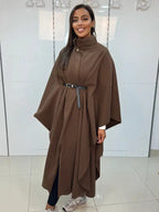 Long coat with a belted cape