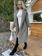Women's Plain Pocket Button Front Faux Fur Coat, Casual Long Sleeve Lapel Outerwear For Fall & Winter, Women's Clothing For Daily Wear