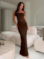 Women's Patchwork Floral Lace Tie Back Cami  Dress, Elegant Fashion Long Dress for Party Club Dating Wear, Women Dress for Summer