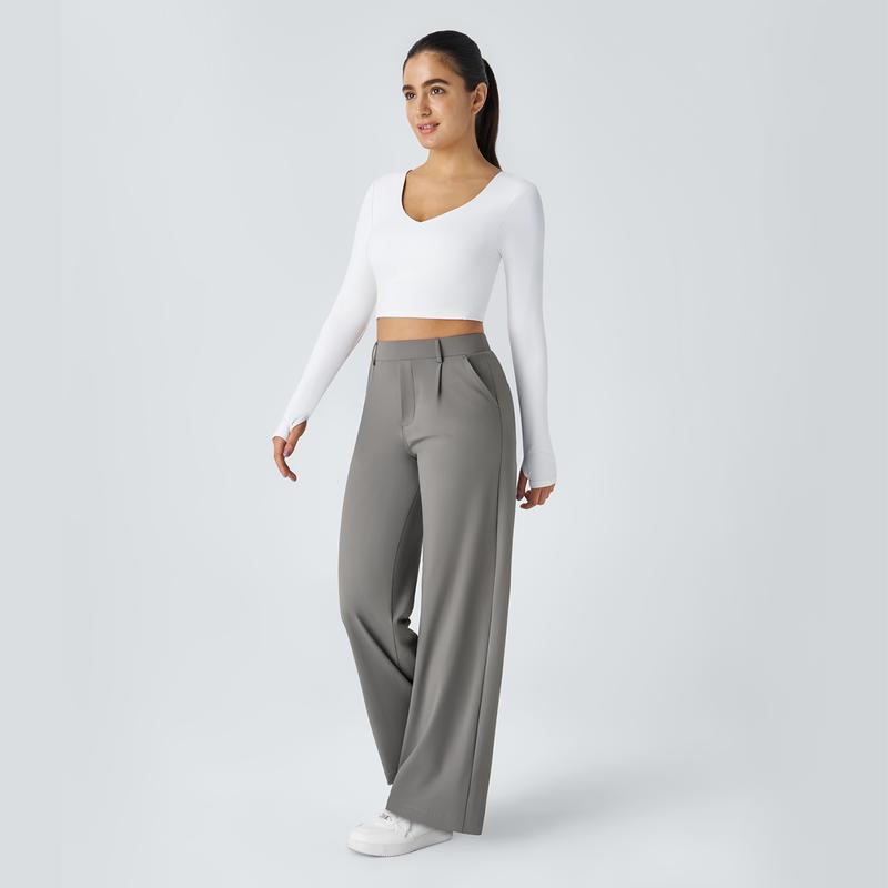 High Waisted Pocket Straight Leg Work Pants, Business Casual Outfits for Women, Women's Sports & Outdoor Clothing