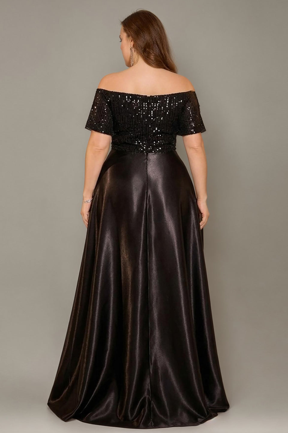 Curveins Plus Size Off Shoulder Bow Tie Front Waist Defining Long Dress Chic Maxi Dress