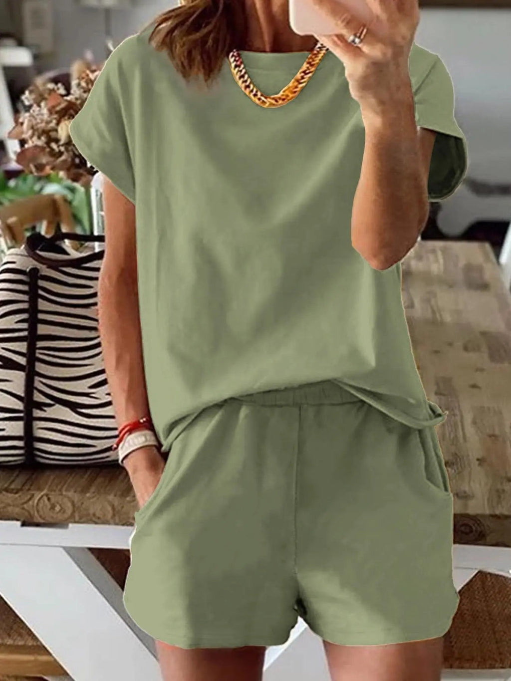 Women's Letter Print Two-Piece Set, Casual Short Sleeve T-Shirt and Sweatpants for Summer, Women's Everyday Wear