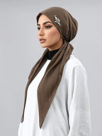 Women's Fashion Plain Bejeweled Stretchy Cap, Casual Versatile Simple Hijab, Breathable Sun Protection Sweat-Wicking Jersey Hijabs
