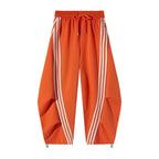 Loose Wide Leg Striped Track Pants Women's Casual Streetwear Joggers with Elastic Waistband & Side Pockets for Workout Clothes