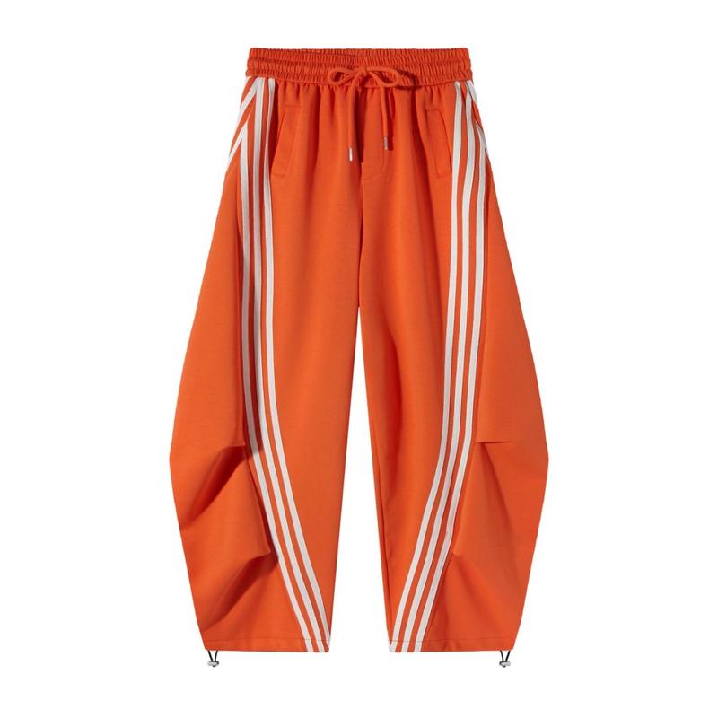 Loose Wide Leg Striped Track Pants Women's Casual Streetwear Joggers with Elastic Waistband & Side Pockets for Workout Clothes