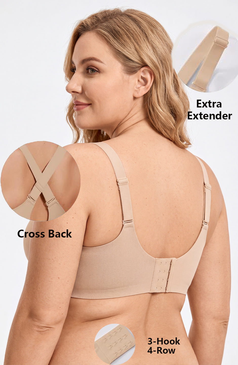 Curveins Soft Jelly Full Cup No Underwire Seamless Support T-Shirt Bra