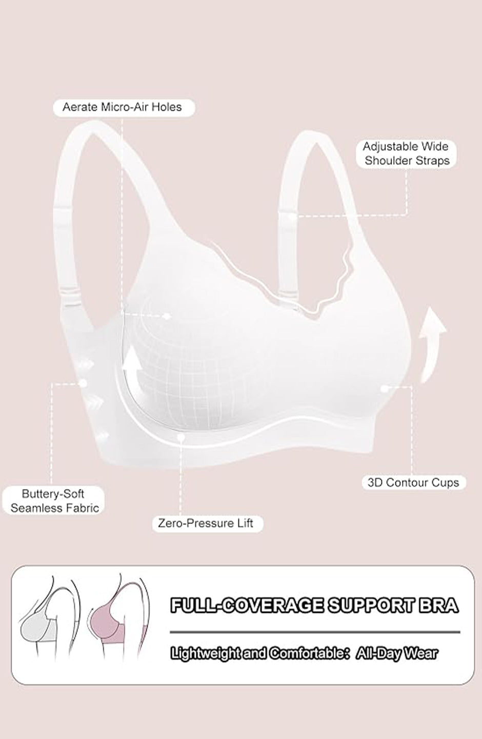 Curveins Ruffle Jelly Bra No Underwire Seamless Push Up Support Comfortable Wireless Everyday Bra