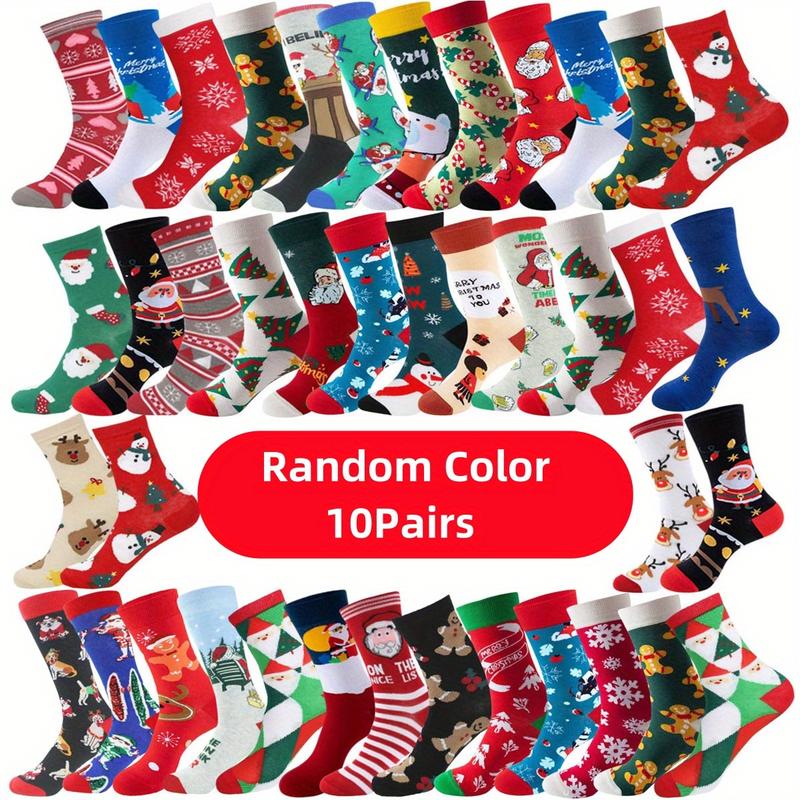 10 Pairs of Cute Cartoon Christmas Stockings for Women/men