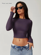 Women's Solid Round Neck Compression Sports Tee