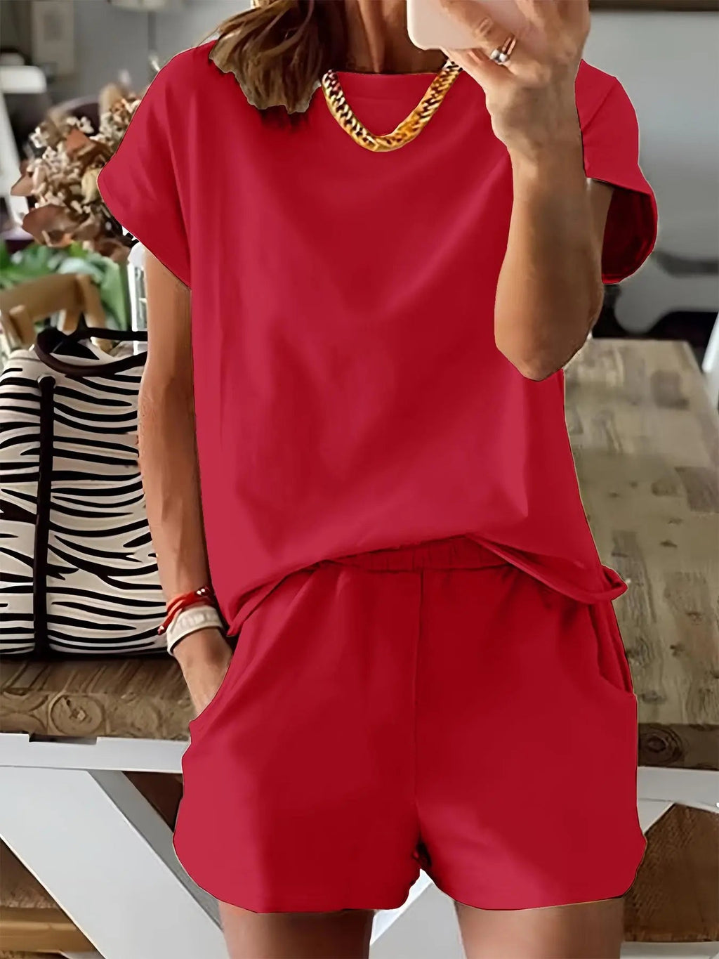 Women's Letter Print Two-Piece Set, Casual Short Sleeve T-Shirt and Sweatpants for Summer, Women's Everyday Wear
