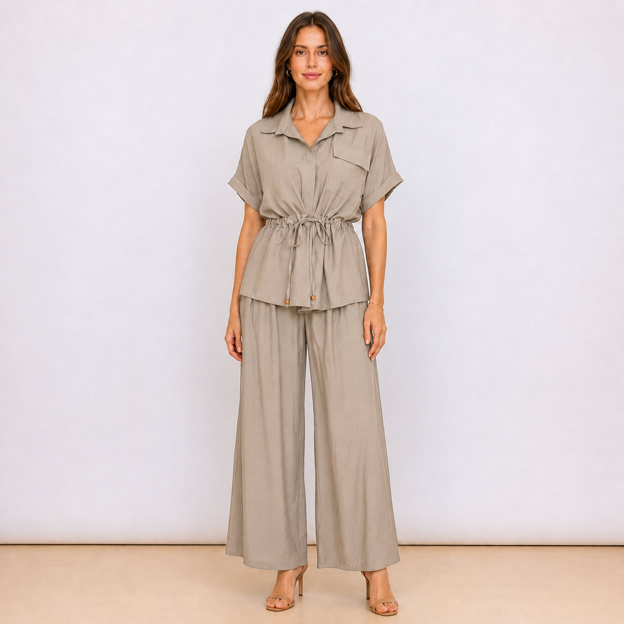 [2026] Capri, Completo Camicia Con Coulisse In Vita E Pantalone Coordinato