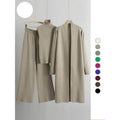 Trendy Knit Turtle Neck Tank & Wide Leg Trousers with Open-front Long Cardigan Three-piece Clothes Sets, Casual Womenswear