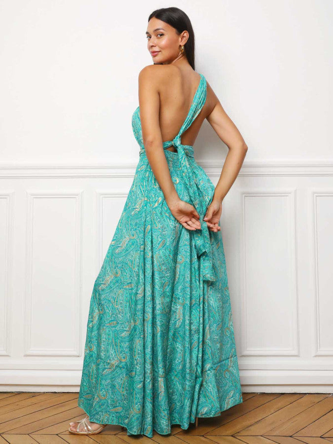 Robe longue multi-portés à imprimé cachemire