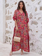 Women's Leopard Print Kaftan Robe – Loose-Fitting Beach Print Dress