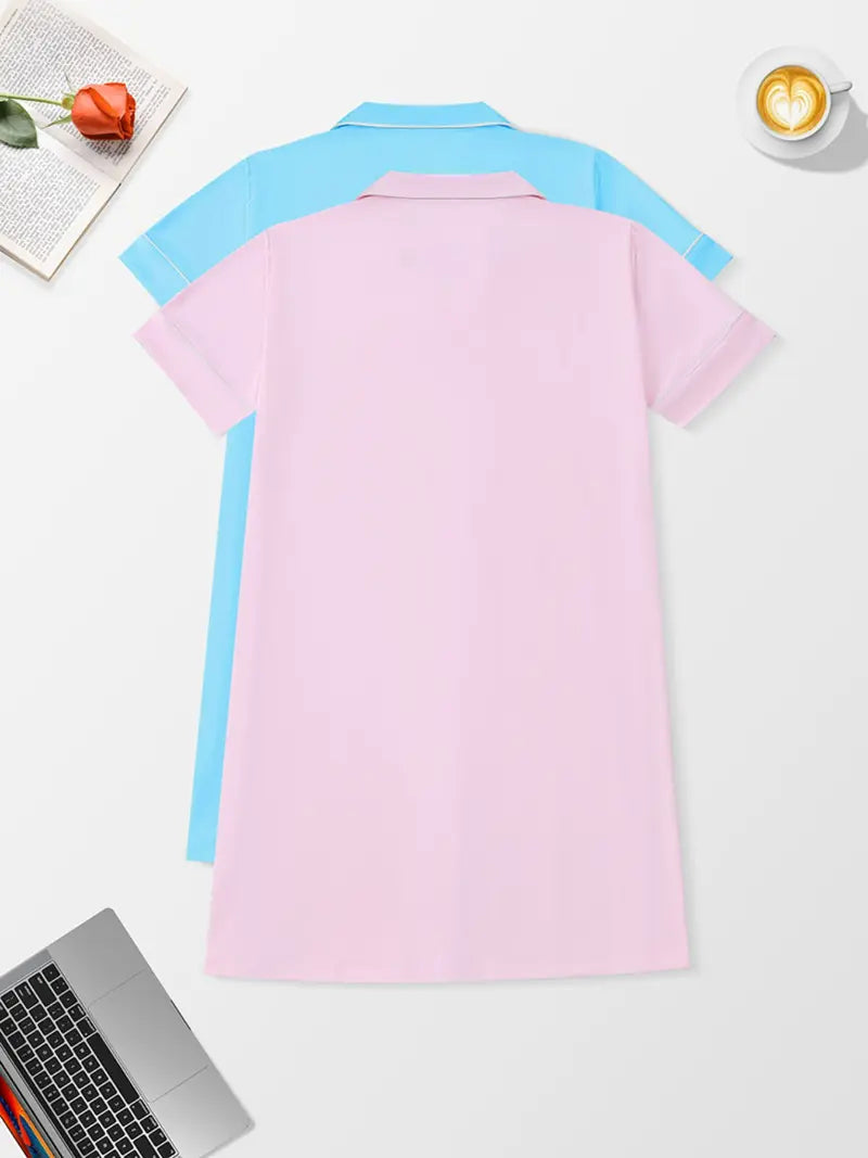 Women's Nightdress Set, Comfortable Casual Minimalist Fitted Aesthetic Homewear, Spring Summer Autumn Sleepwear Loungewear, Ladies Home Clothing, 2 Piece Outfit