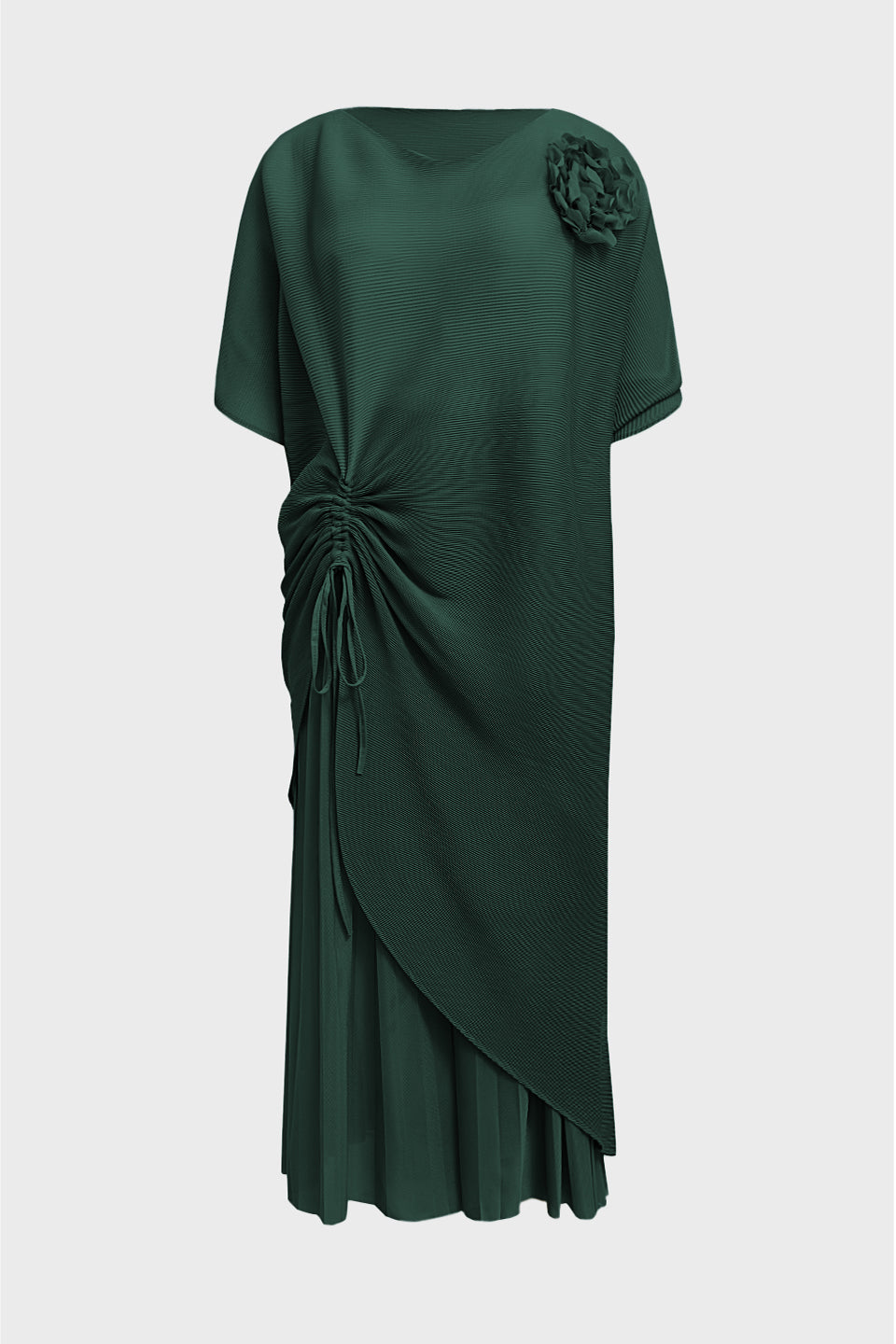 Curveins Plus Size Round Neck Short Sleeve Robe and Wide-Leg Pants Set