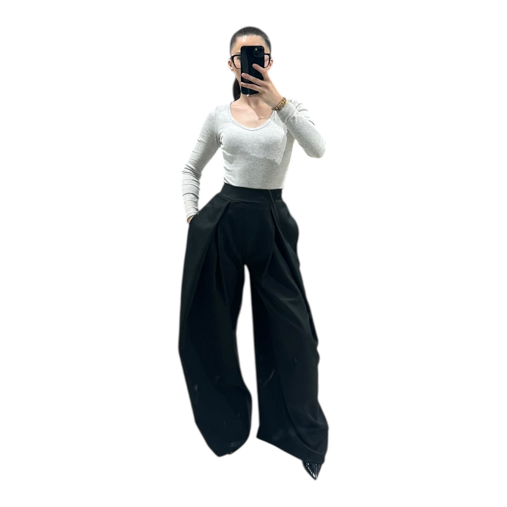 Women's Chic, Modern, High-Waisted, Flowy, Oversized Wide-Leg Trousers