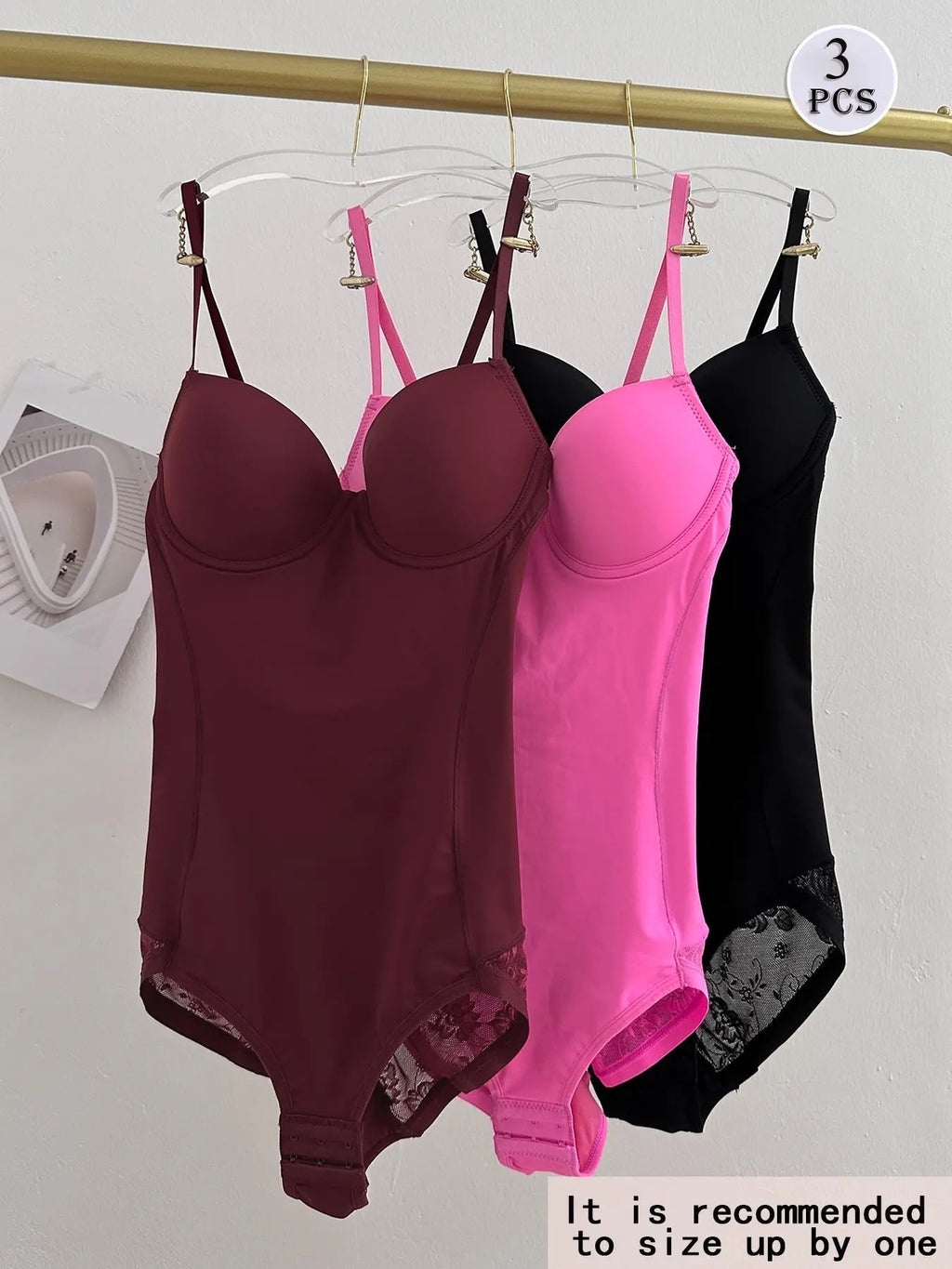 Women's Deep V Patchwork Ruched Slimming Bodysuit Set XS-Xxl, Casual All Season Underwear & Lingerie, Contrast Lace Design