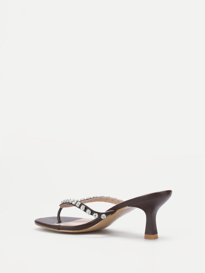 Tongs à strass et talon bobine