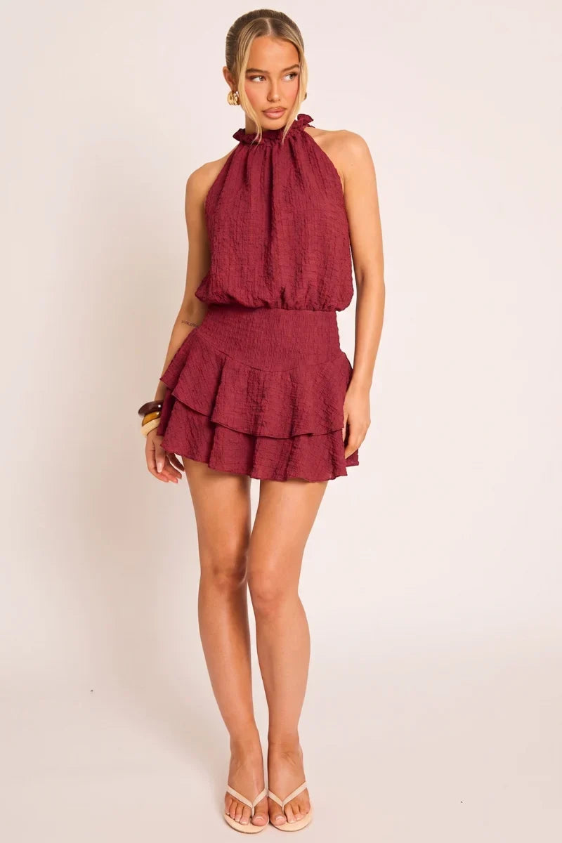 Black Textured Flippy Playsuit - Bernice