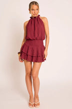 Black Textured Flippy Playsuit - Bernice