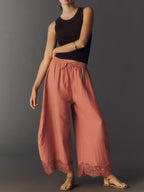 Women's Casual Pocket Elastic Waist Long Pants