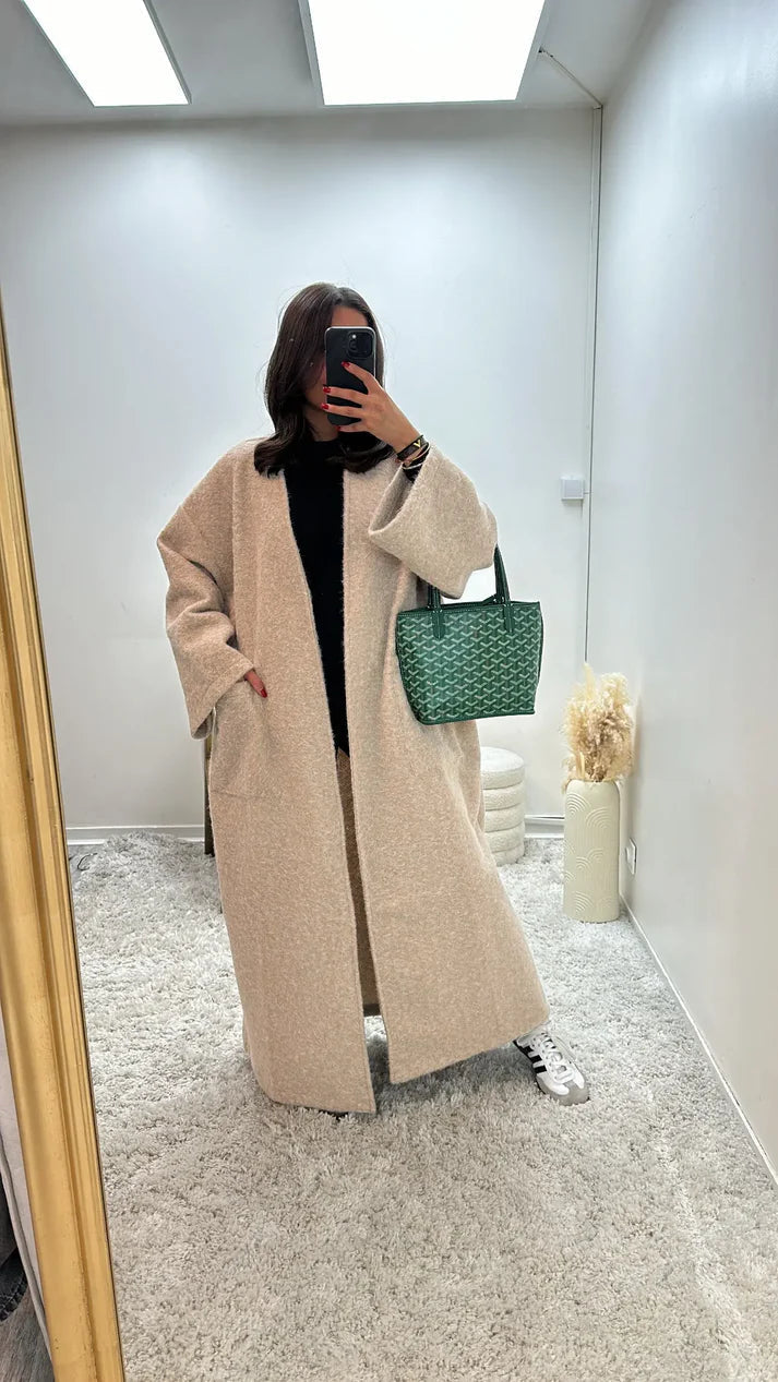 Oversized Coat Straight Fit with Two Pockets for Women