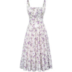 Women's Strappy Sleeveless Milkmaid Corset Flowy Midi Sundress