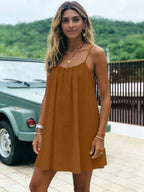 New Solid Backless Spaghetti Strap Short Dress