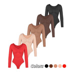Women’s Seamless Shaping Bodysuit – Long Sleeve V-Neck Slim Fit Shapewear, Lightweight Sculpting Body Top, Perfect for Layering & Everyday Wear Light compression