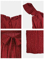 1 Piece Spring & Summer Ruffled Square Neck Polka Dot Maxi Dress