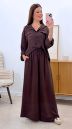 CONJUNTO CAMISA + PANTALÓN ANCHO LISO