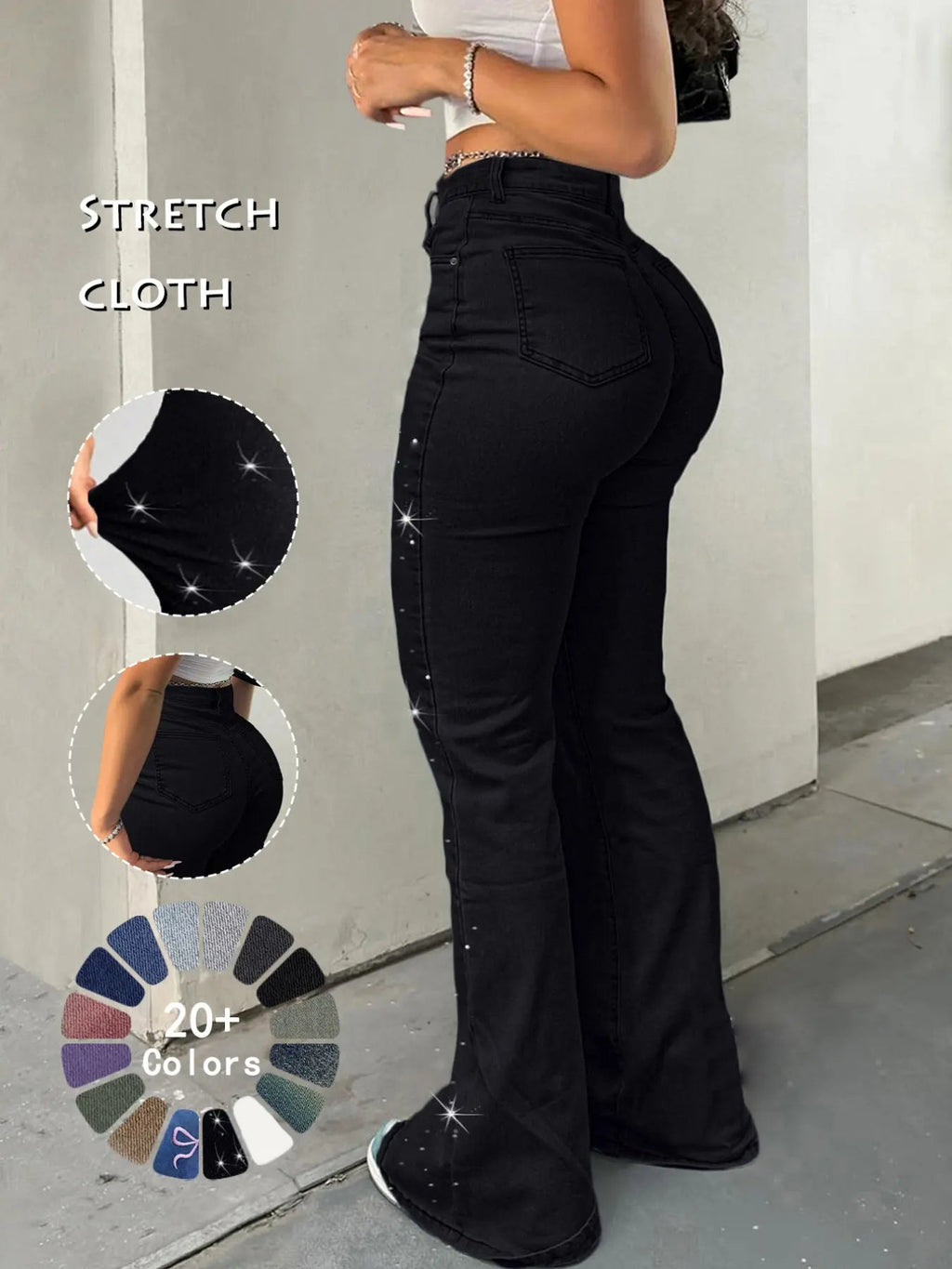 Y2K Women's High Waist Flare Leg Jeans,Casual Button Fly Pocket Design Bell Bottom Denim,Women's Bottoms for Daily Wear,000 Jeans,Fashionable And Versatile Women's Jeans,Suitable For Spring,Summer,Autumn And Winter
