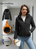 Women's Lightweight Puffer Jacket, Casual Fall & Winter Hooded Coat with Pockets, Warm Daily Commute Outerwear