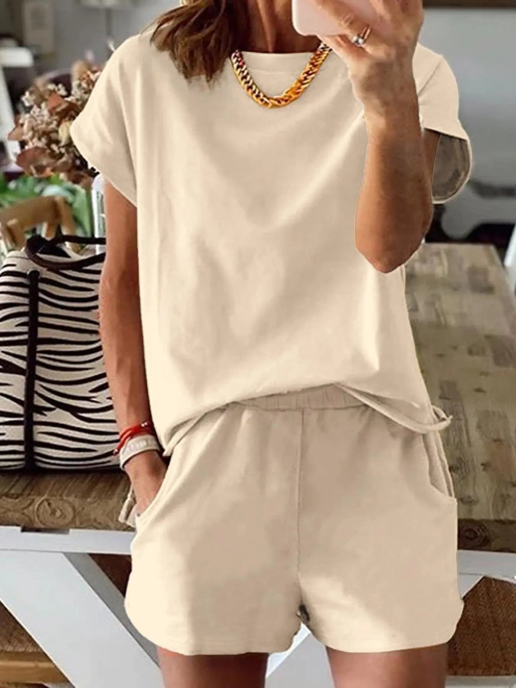 Women's Letter Print Two-Piece Set, Casual Short Sleeve T-Shirt and Sweatpants for Summer, Women's Everyday Wear