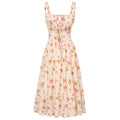 Women's Strappy Sleeveless Milkmaid Corset Flowy Midi Sundress