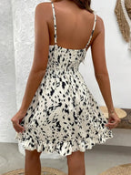 Women’s Fashion Floral Print Mini Dress with Adjustable Thin Straps, Stylish Summer for Casual Events