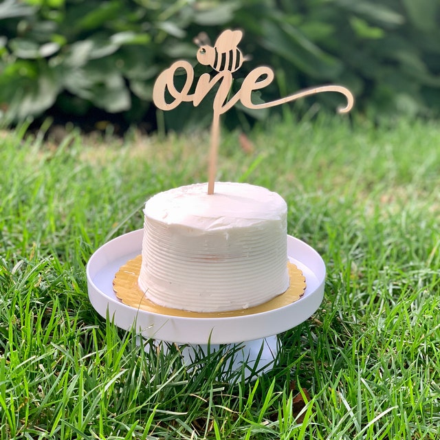 Bee Theme One First Birthday Cake Topper