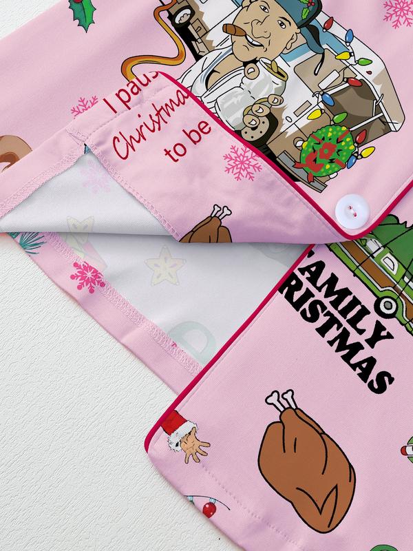 [Christmas Pajamas]Women's Christmas Pajama Set, Elegant Long Sleeve Top & Pants, Comfortable Home Wear, Fall Winter, Cute Holiday Gift Idea,christmas movie,Pajama Day,Pajama Party,christmas Vacation,EIF,Clark Christmas, Loungewear