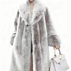 Women's Elegant White Faux Fur Coat High Quality Warm Winter Jacket Dual Purpose for Casual Formal Dinner Long Sleeve Soft Stylish Outerwear Pair with Statement Earrings Womenswear Tops Basic Minimalist winter clothes women winter coats women